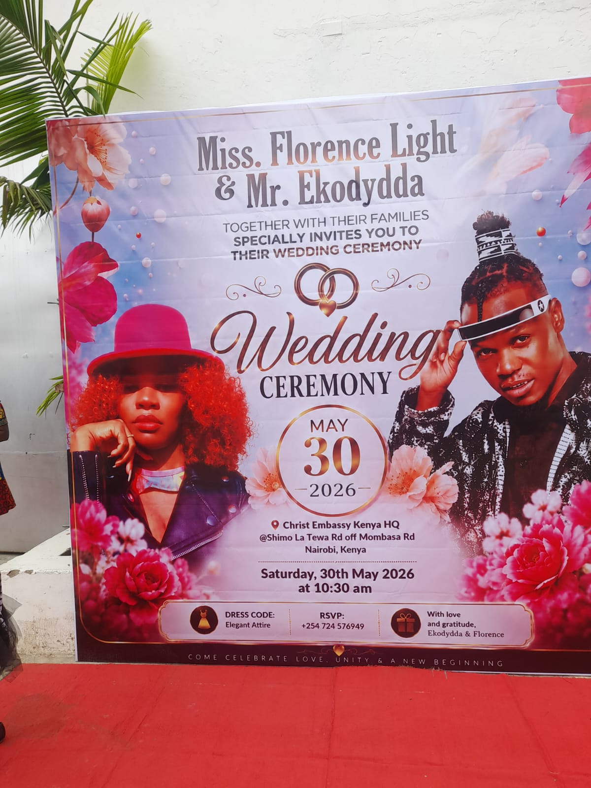 Florence Light & Eko Dydda: VIP Red-Carpet Wedding Photo-Call Backdrop